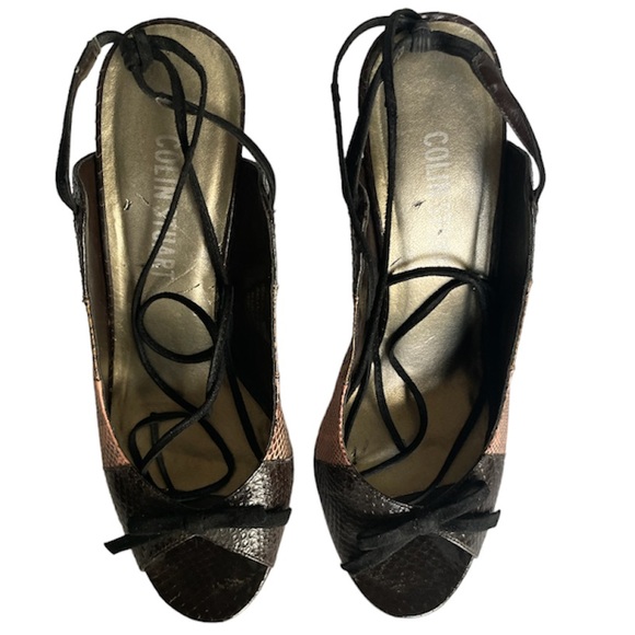 Colin Stuart Multicolored Open Toe Lace Up Snake Print Shoes - Picture 3 of 8